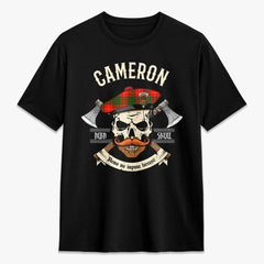 Cameron Modern Tartan Crest 2D T-shirt - Alba Skull Style