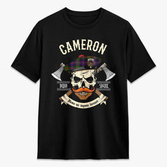 Cameron of Erracht Modern Tartan Crest 2D T-shirt - Alba Skull Style