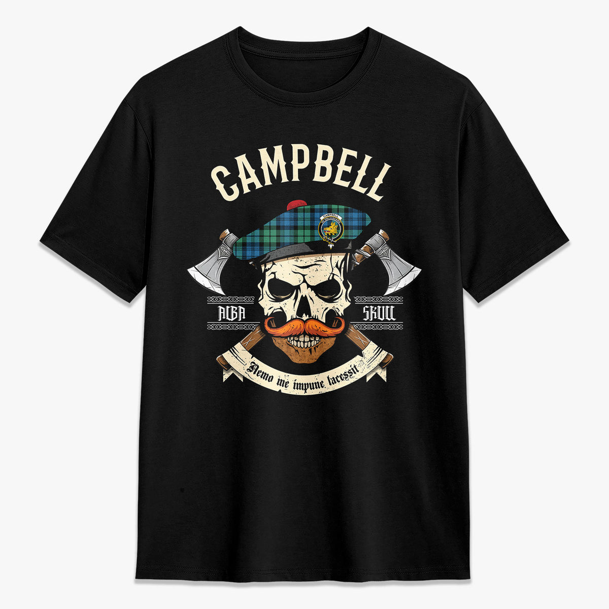 Campbell Ancient 01 Tartan Crest 2D T-shirt - Alba Skull Style