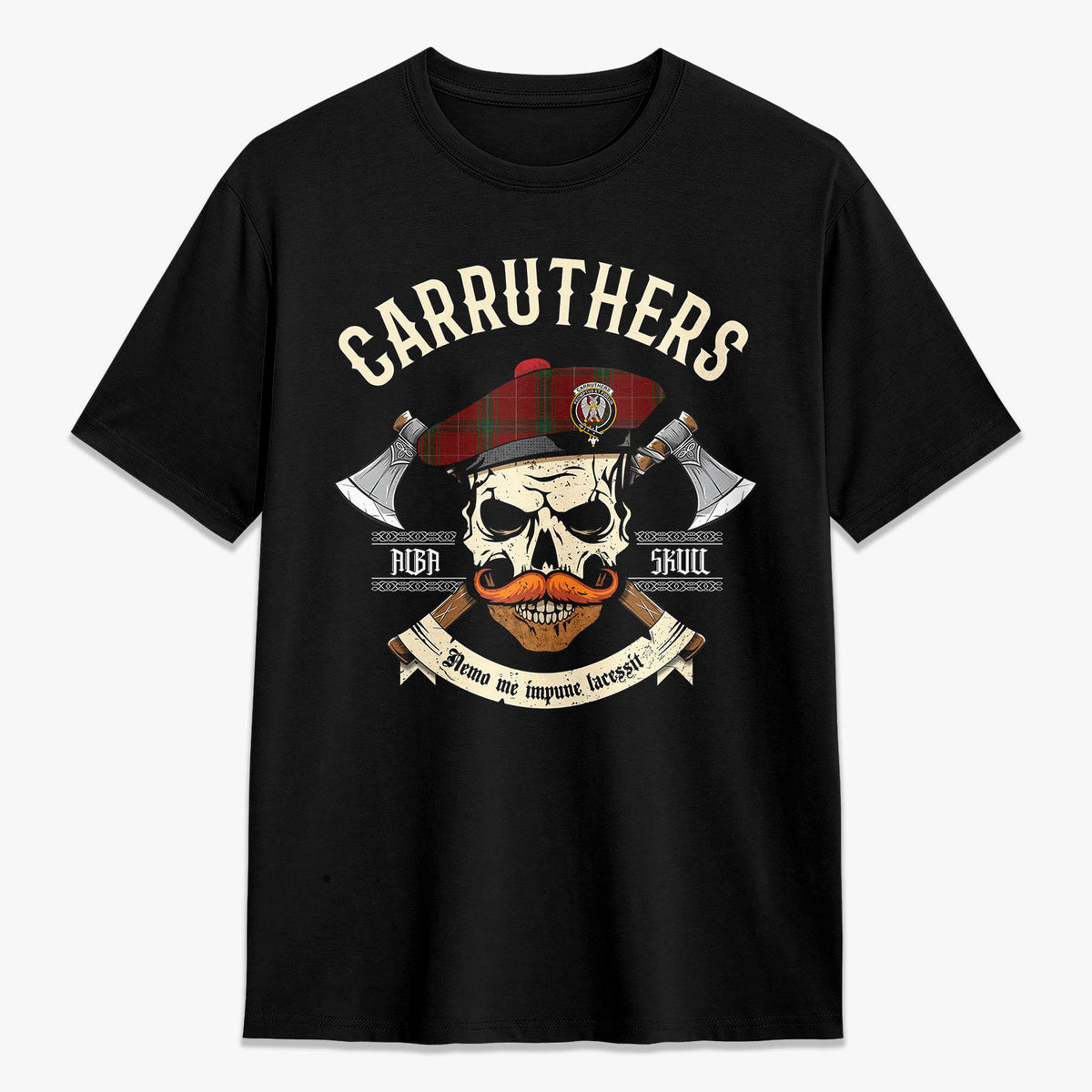 Carruthers Tartan Crest 2D T-shirt - Alba Skull Style