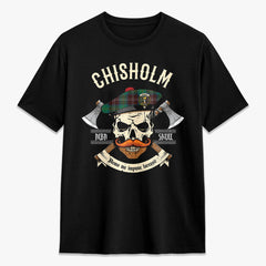 Chisholm Hunting Ancient Tartan Crest 2D T-shirt - Alba Skull Style