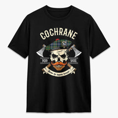 Cochrane Ancient Tartan Crest 2D T-shirt - Alba Skull Style