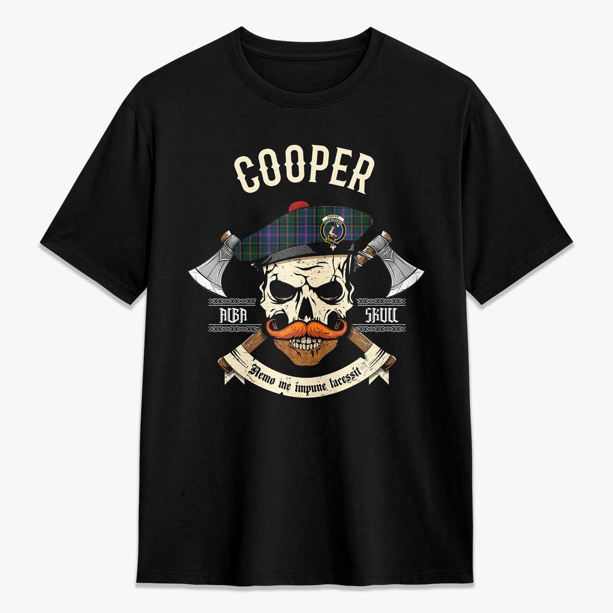 Cooper Tartan Crest 2D T-shirt - Alba Skull Style