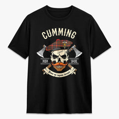 Cumming Hunting Weathered Tartan Crest 2D T-shirt - Alba Skull Style