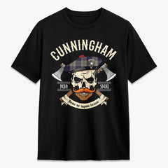 Cunningham Dress Blue Dancers Tartan Crest 2D T-shirt - Alba Skull Style