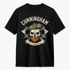 Cunningham Dress Green Dancers Tartan Crest 2D T-shirt - Alba Skull Style