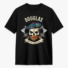 Douglas Modern Tartan Crest 2D T-shirt - Alba Skull Style