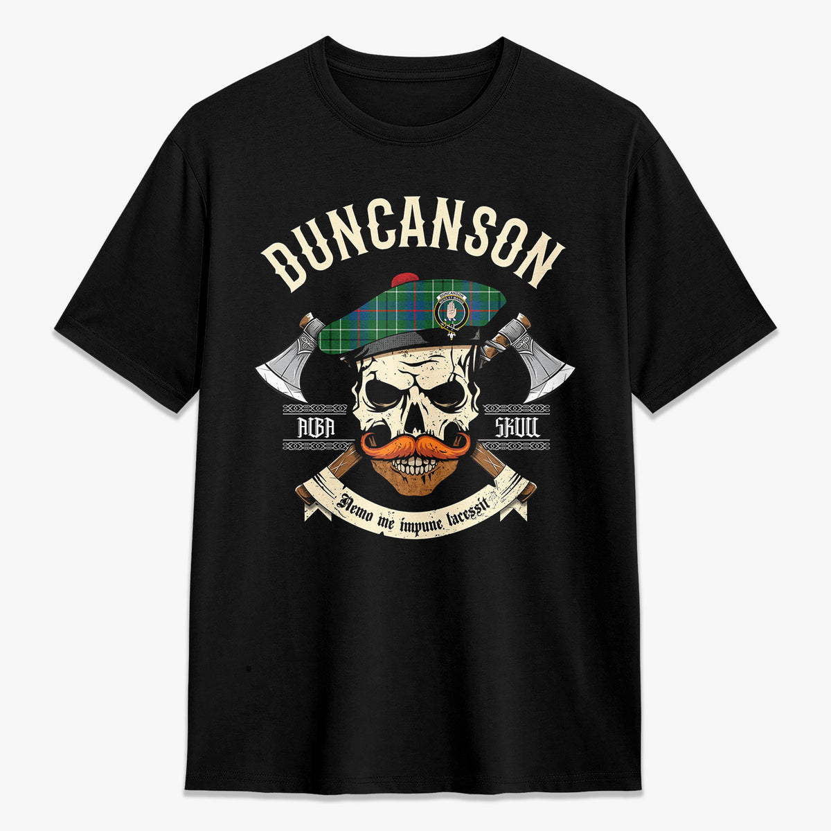 Duncanson Tartan Crest 2D T-shirt - Alba Skull Style