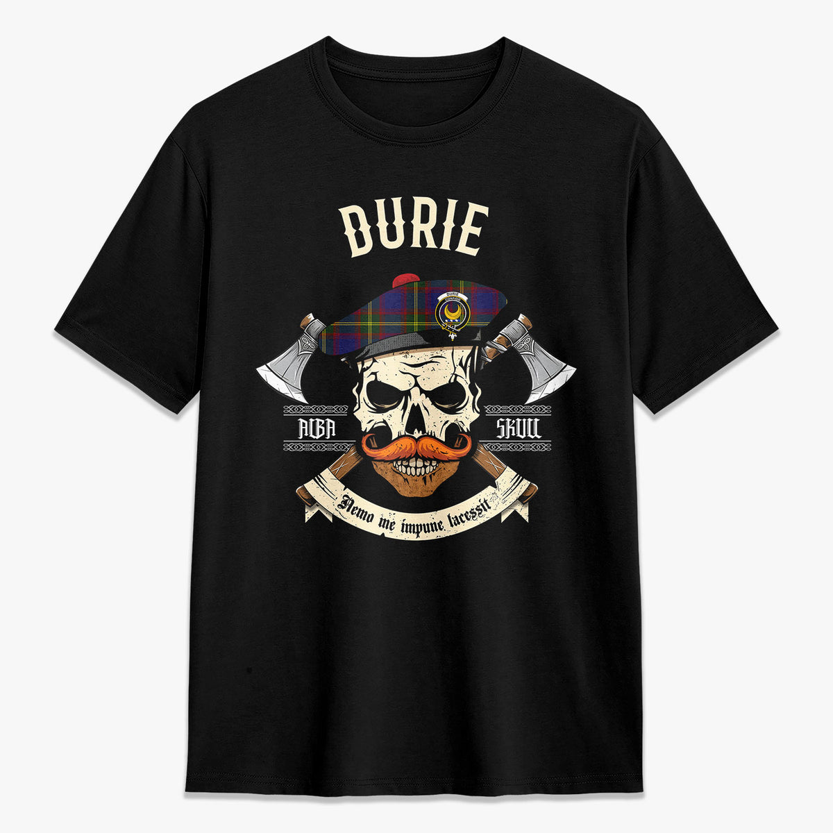 Durie Tartan Crest 2D T-shirt - Alba Skull Style