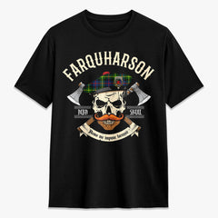 Farquharson Modern Tartan Crest 2D T-shirt - Alba Skull Style