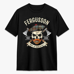 Fergusson Weathered Tartan Crest 2D T-shirt - Alba Skull Style