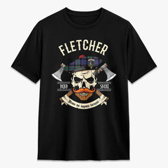 Fletcher Modern Tartan Crest 2D T-shirt - Alba Skull Style