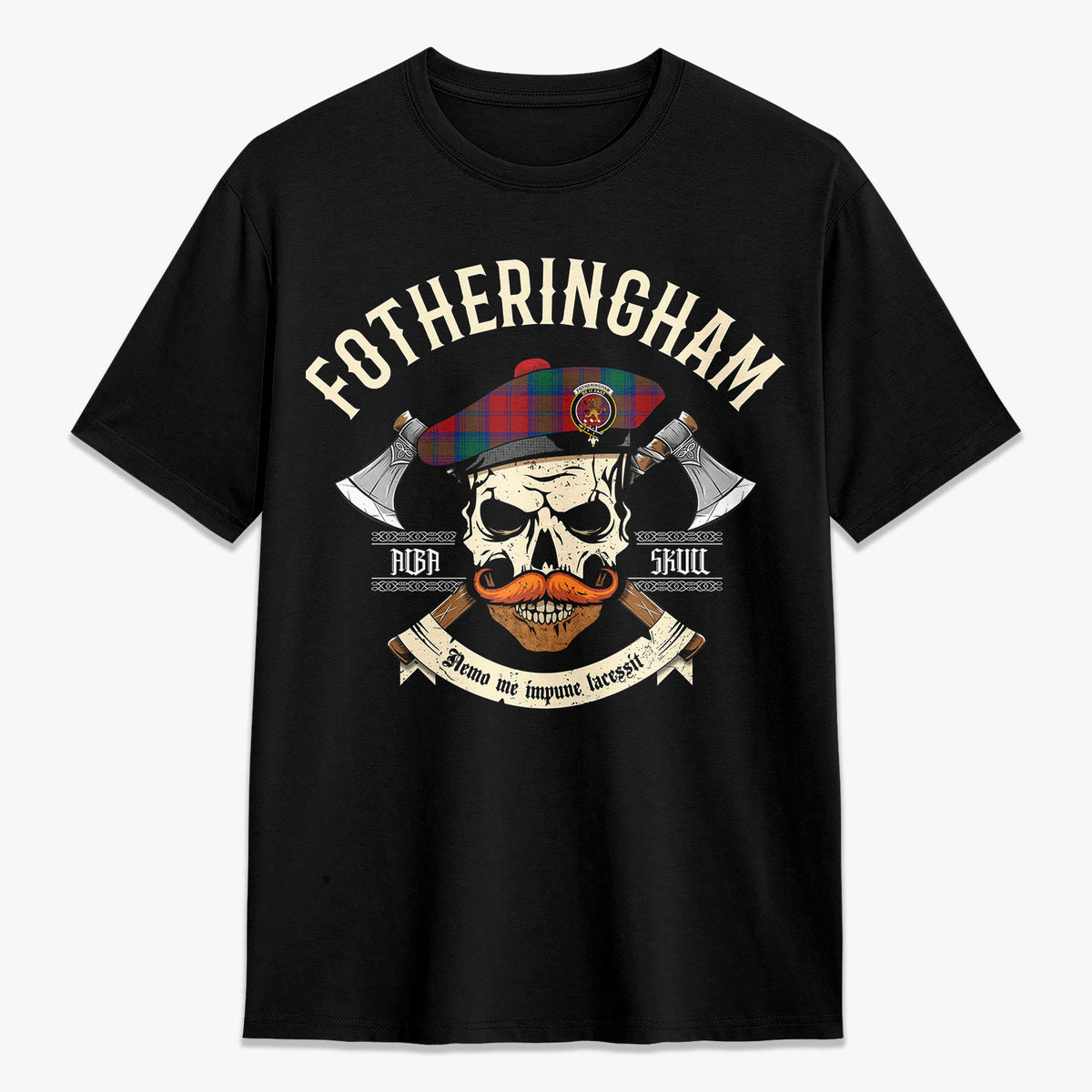 Fotheringham Tartan Crest 2D T-shirt - Alba Skull Style