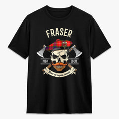 Fraser Tartan Crest 2D T-shirt - Alba Skull Style