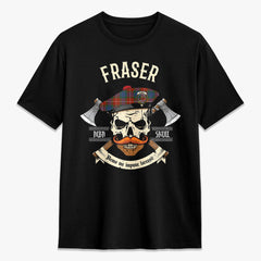 Fraser (of Lovat) Ancient Tartan Crest 2D T-shirt - Alba Skull Style