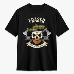 Fraser (of Lovat) Yellow Tartan Crest 2D T-shirt - Alba Skull Style