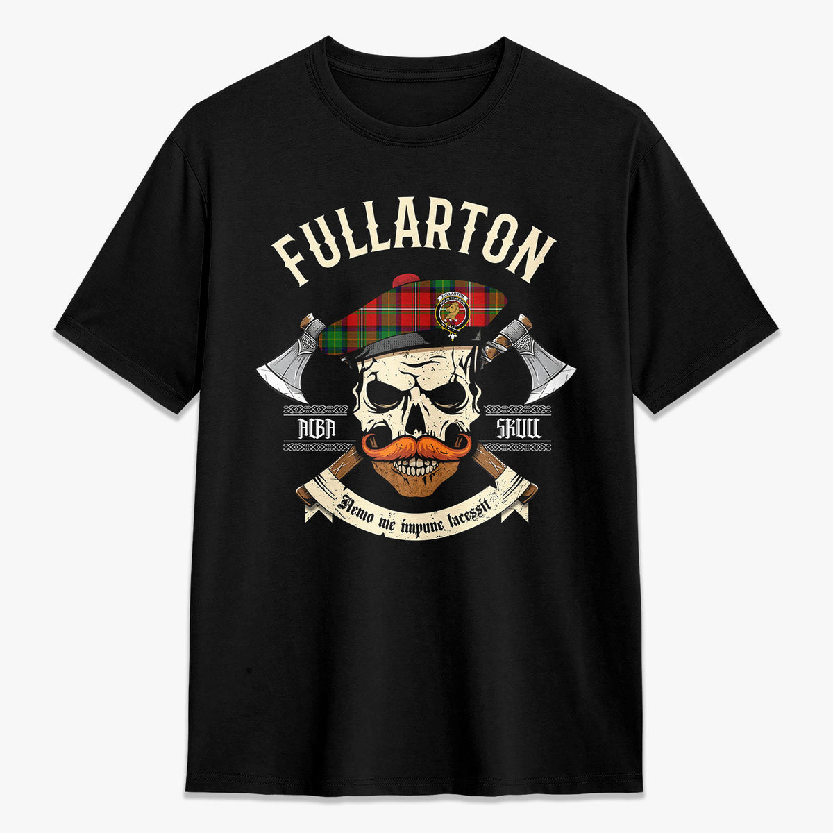 Fullarton Tartan Crest 2D T-shirt - Alba Skull Style