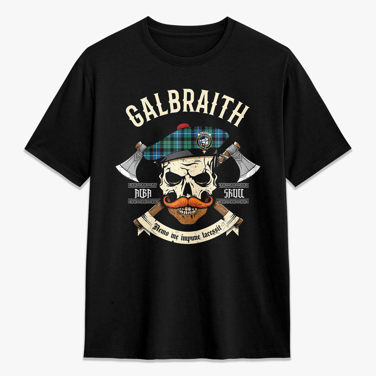 Galbraith Ancient Tartan Crest 2D T-shirt - Alba Skull Style