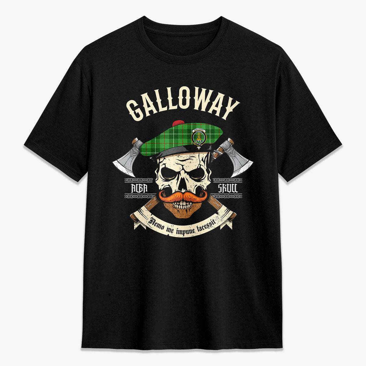 Galloway District Tartan Crest 2D T-shirt - Alba Skull Style