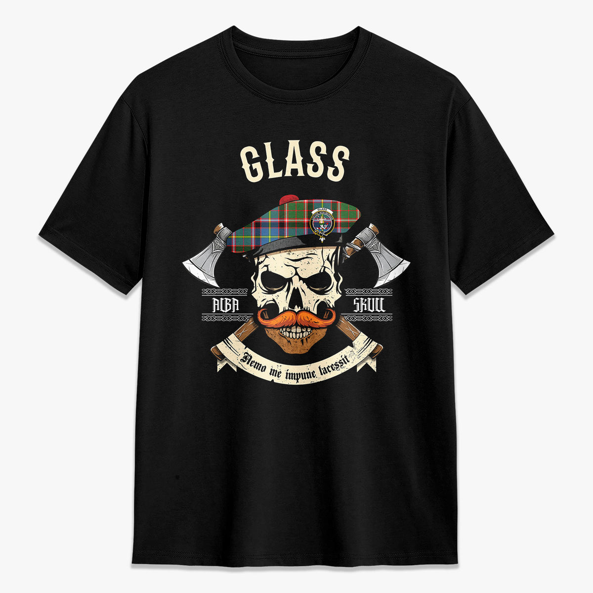 Glass Tartan Crest 2D T-shirt - Alba Skull Style