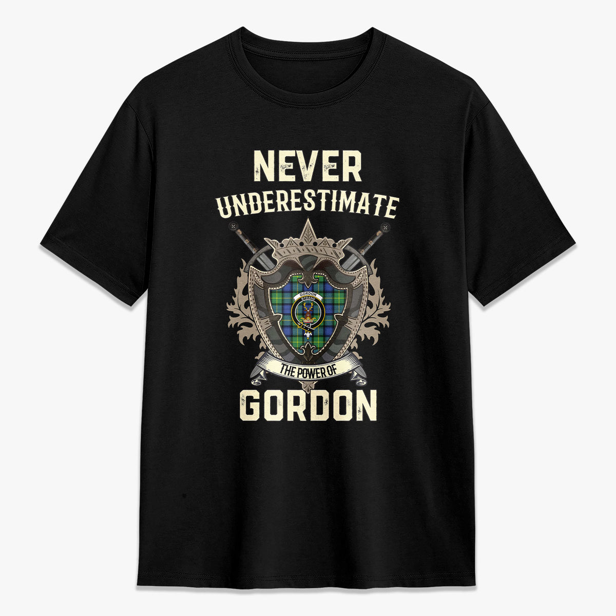 Gordon Old Ancient Tartan Crest 2D T-shirt - Never Underestimate Style