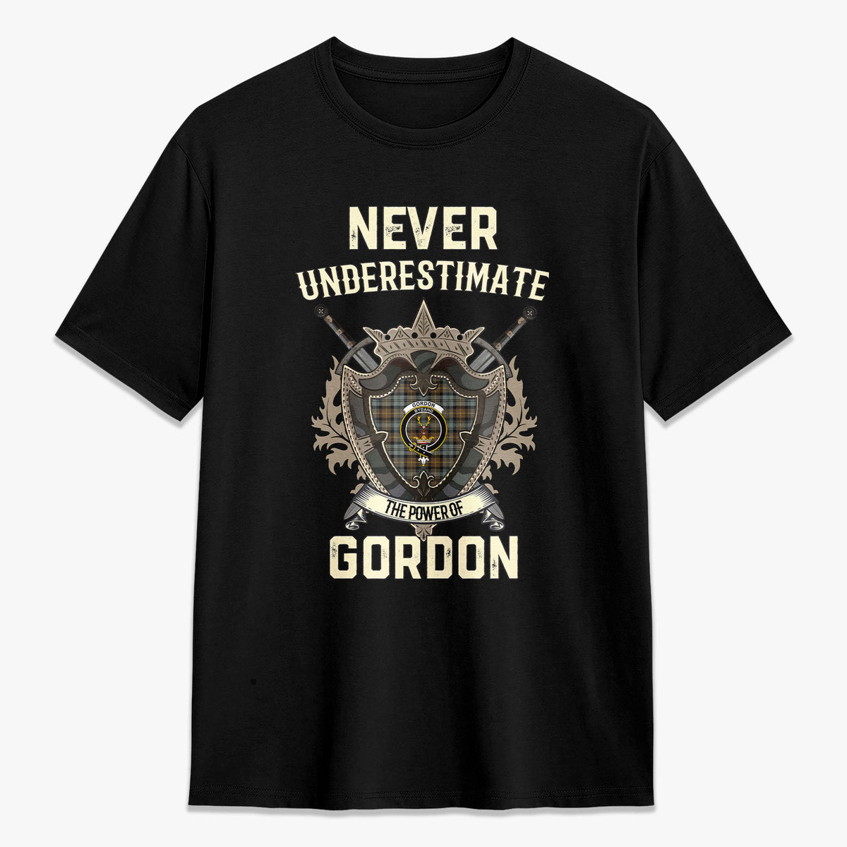 Gordon Weathered Tartan Crest 2D T-shirt - Never Underestimate Style