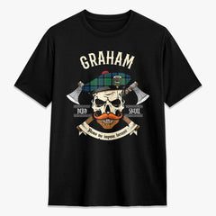 Graham of Menteith Ancient Tartan Crest 2D T-shirt - Alba Skull Style