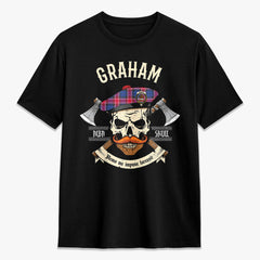 Graham of Menteith Red Tartan Crest 2D T-shirt - Alba Skull Style