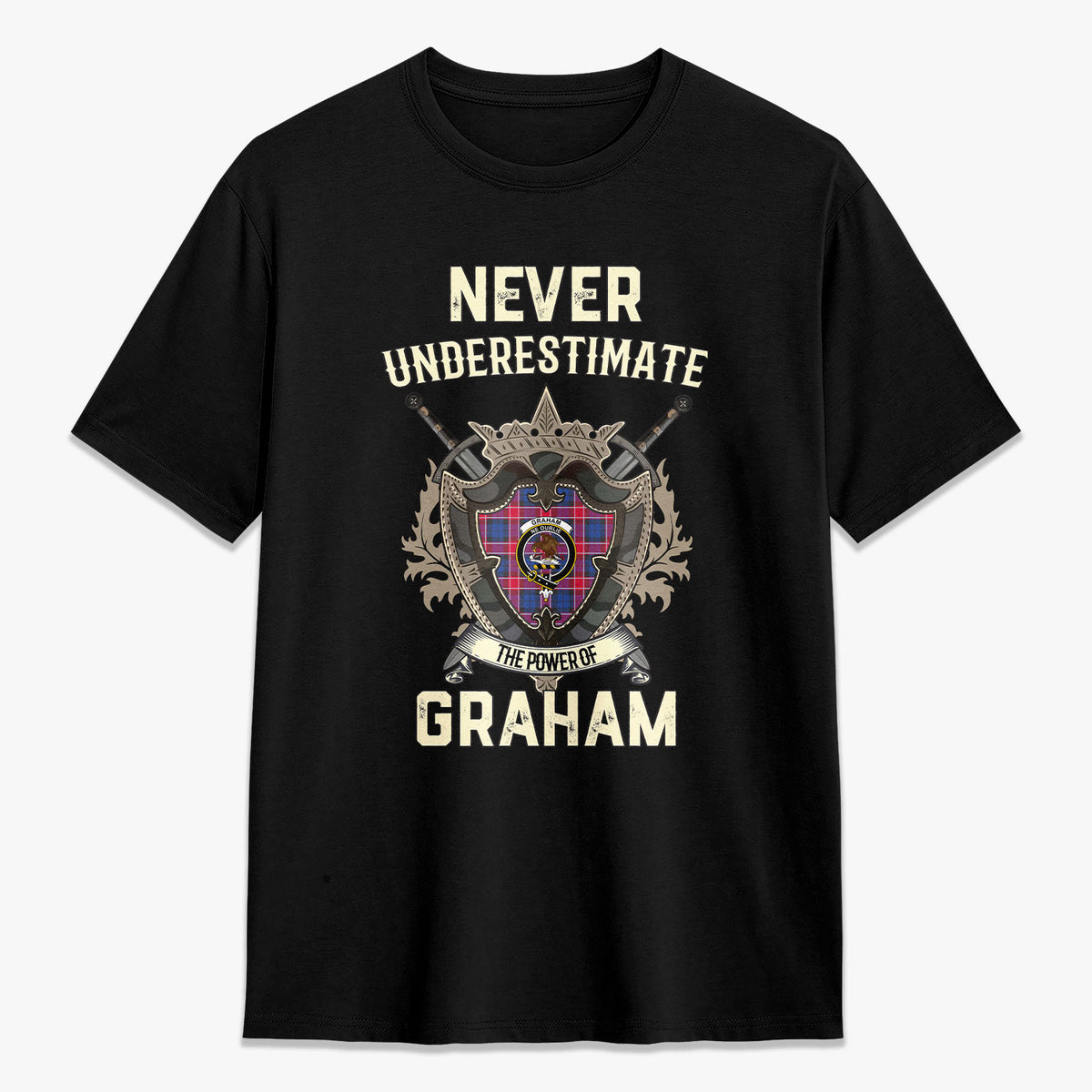 Graham of Menteith Red Tartan Crest 2D T-shirt - Never Underestimate Style