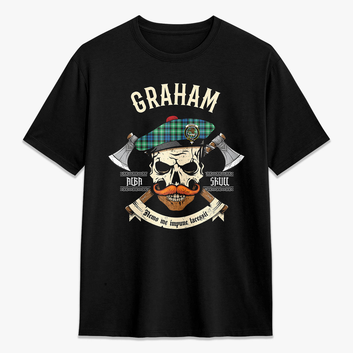 Graham of Montrose Ancient Tartan Crest 2D T-shirt - Alba Skull Style