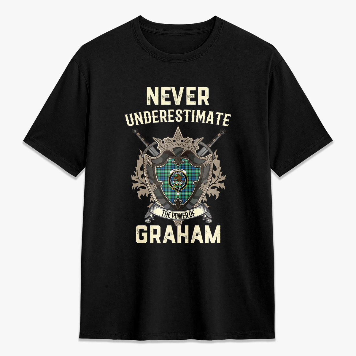 Graham of Montrose Ancient Tartan Crest 2D T-shirt - Never Underestimate Style
