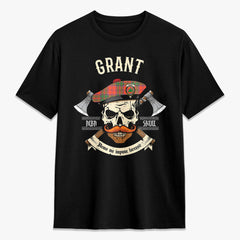 Grant Ancient Tartan Crest 2D T-shirt - Alba Skull Style