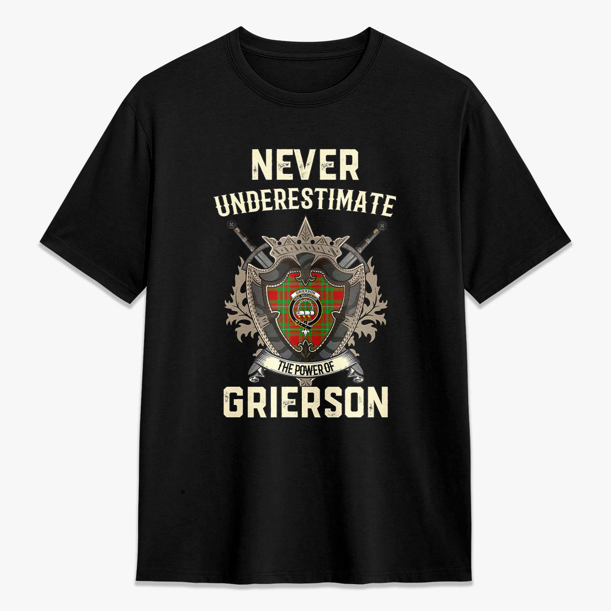 Grierson Tartan Crest 2D T-shirt - Never Underestimate Style