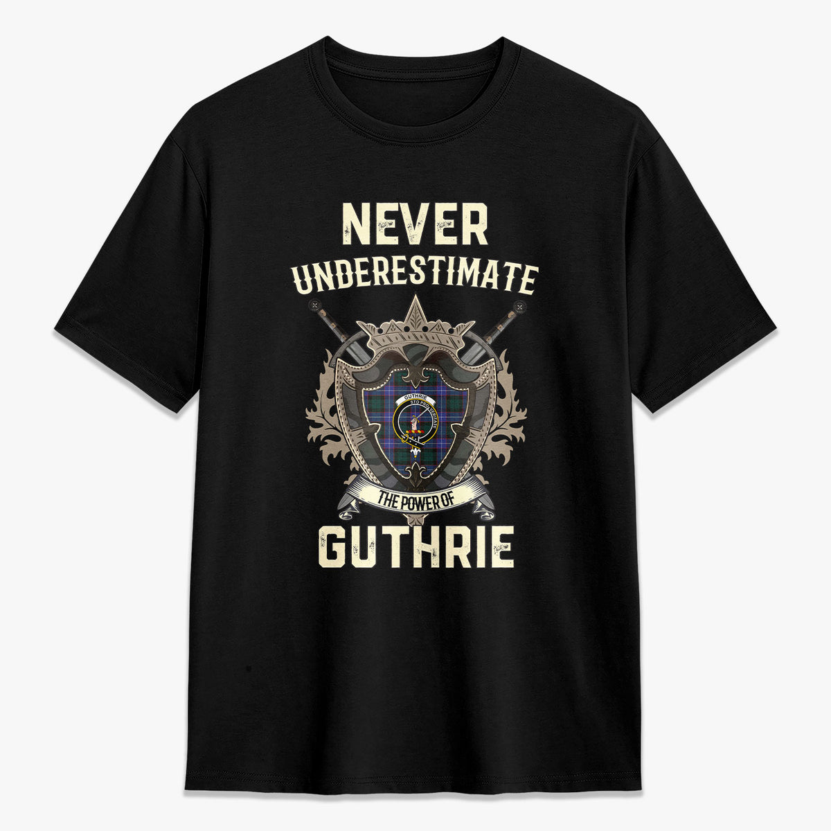 Guthrie Modern Tartan Crest 2D T-shirt - Never Underestimate Style