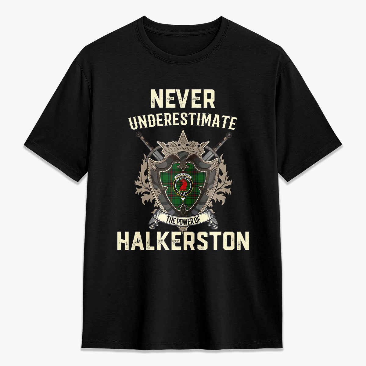 Halkerston Tartan Crest 2D T-shirt - Never Underestimate Style