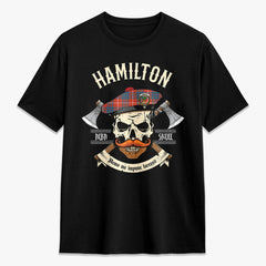 Hamilton Ancient Tartan Crest 2D T-shirt - Alba Skull Style