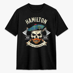 Hamilton Hunting Ancient Tartan Crest 2D T-shirt - Alba Skull Style