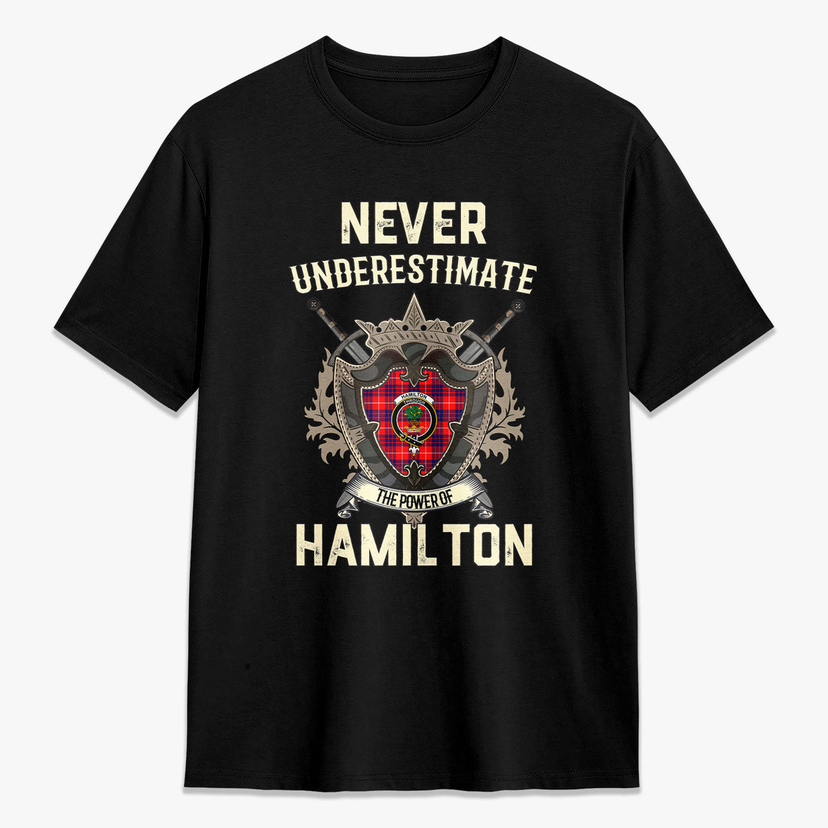 Hamilton Modern Tartan Crest 2D T-shirt - Never Underestimate Style