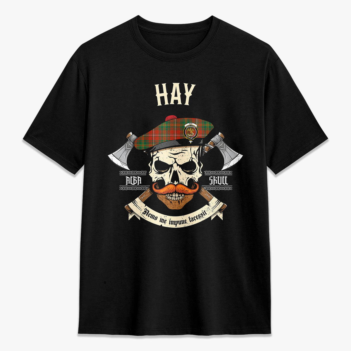 Hay Ancient Tartan Crest 2D T-shirt - Alba Skull Style