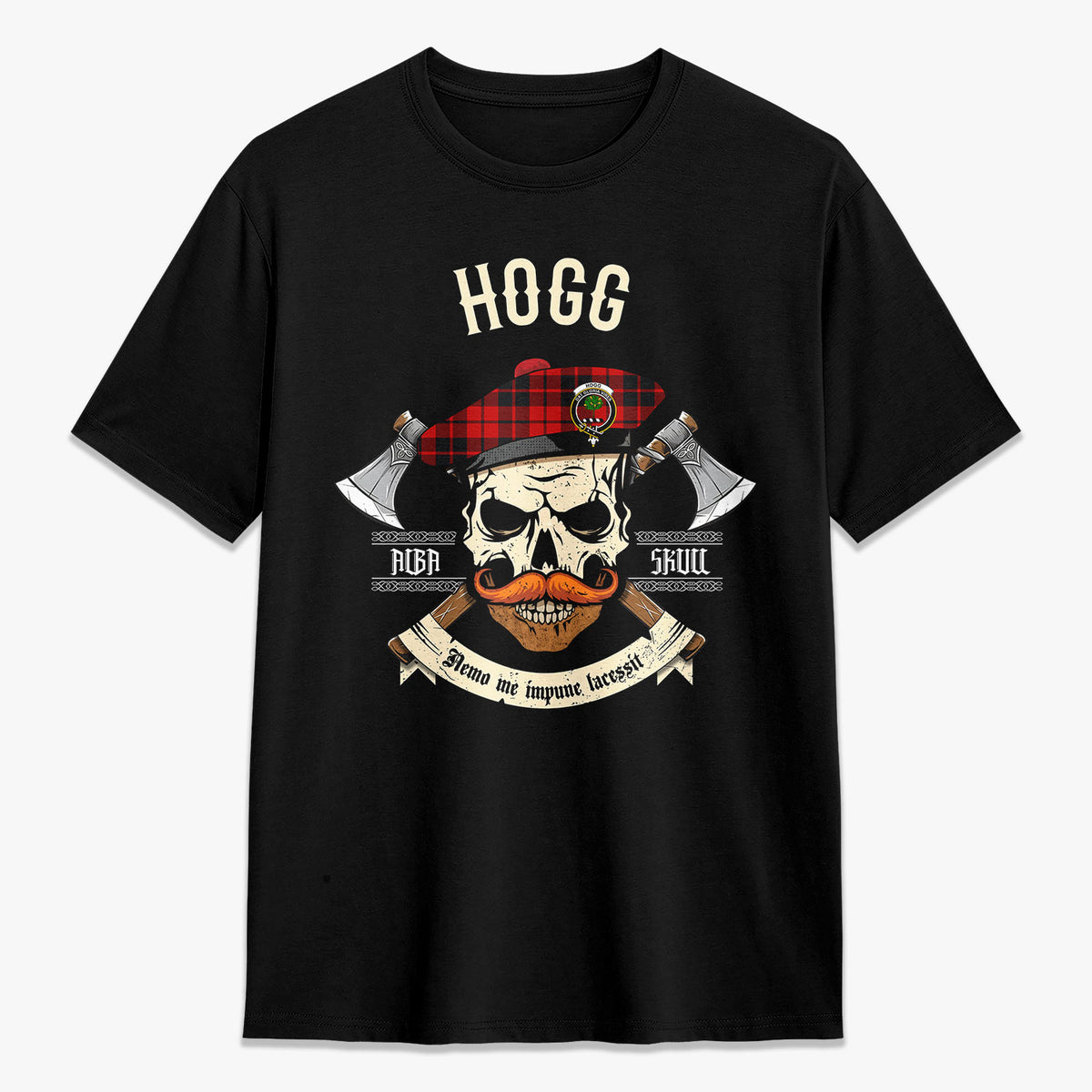 Hogg Tartan Crest 2D T-shirt - Alba Skull Style