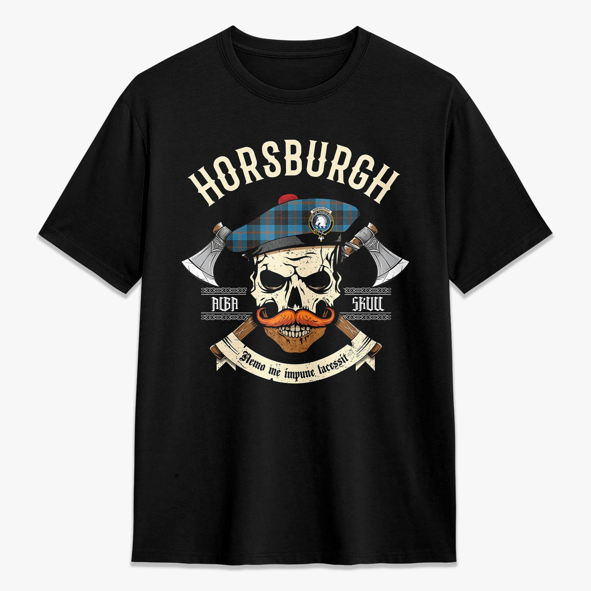 Horsburgh Tartan Crest 2D T-shirt - Alba Skull Style