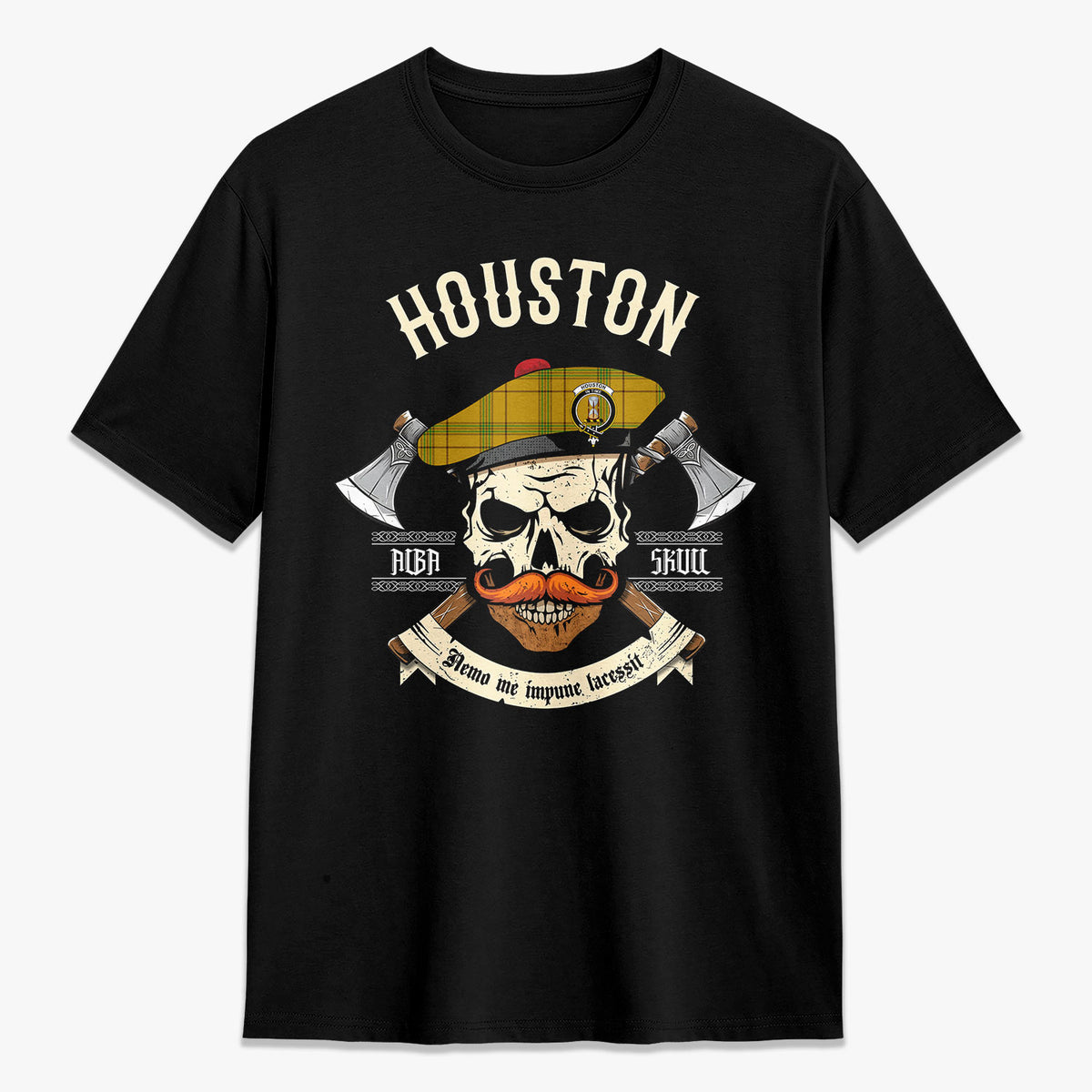 Houston Tartan Crest 2D T-shirt - Alba Skull Style