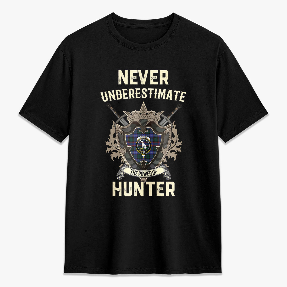 Hunter Modern Tartan Crest 2D T-shirt - Never Underestimate Style