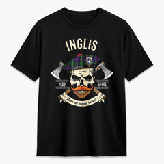 Inglis Modern Tartan Crest 2D T-shirt - Alba Skull Style