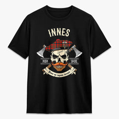 Innes Modern Tartan Crest 2D T-shirt - Alba Skull Style