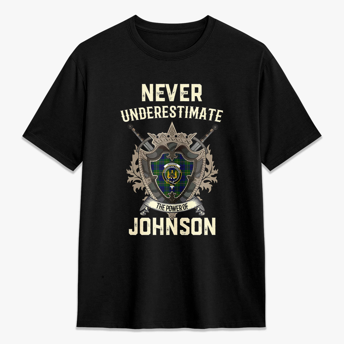 Johnson Modern Tartan Crest 2D T-shirt - Never Underestimate Style