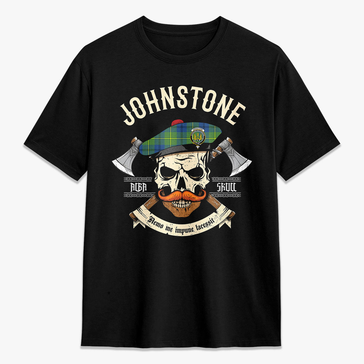 Johnstone Ancient Tartan Crest 2D T-shirt - Alba Skull Style