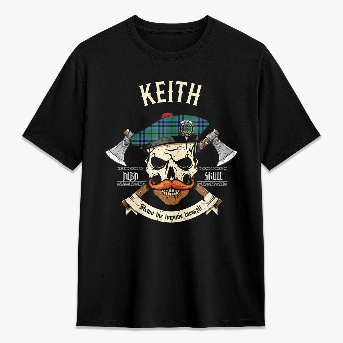 Keith Ancient Tartan Crest 2D T-shirt - Alba Skull Style