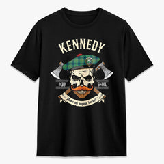 Kennedy Ancient Tartan Crest 2D T-shirt - Alba Skull Style