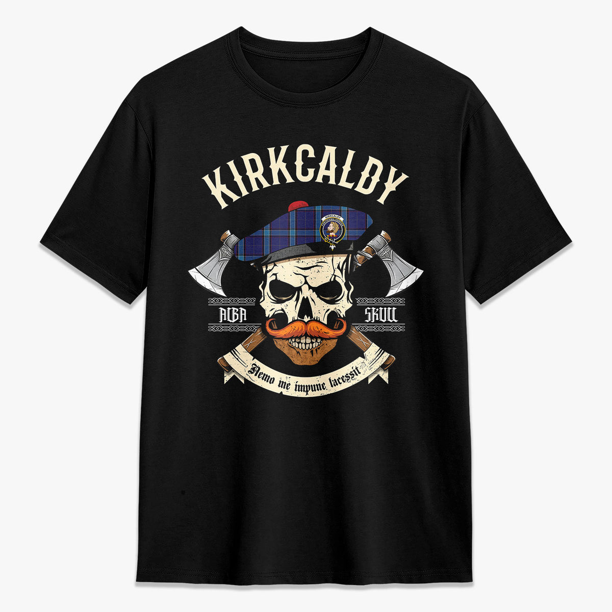 Kirkcaldy Tartan Crest 2D T-shirt - Alba Skull Style